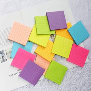 14 Pads/Pack Early Buy 7 Bright Color Lined Sticky Notes Self-Stick Notes 3 in x 3 in, 80 Sheets/Pad