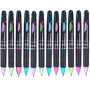 ipienlee multicolor ballpoint pens 0.7mm ball point pen 4 color ink (black, blue, red, green) in one retractable ballpoint pen for office school supplies pack of 12