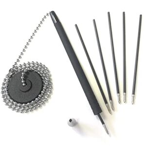 Secure Pen With Chain And Office Pen Holder Adhesive, Reception Counter Pen With 26" Ball Pen Chain, 4 Pens With Chain Attached Per Pack, Rubber Grip, Black Ink, Easily Refillable