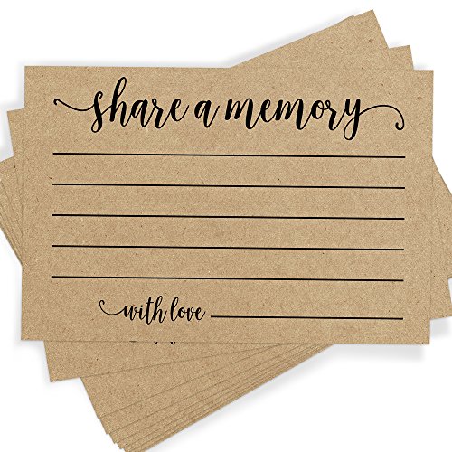 Printed Party Share a Memory Cards, Celebration of Life, Rustic Kraft, Set of 25