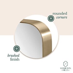 Hamilton Hills 24x36 inch Metal Gold Frame Mirror for Bathroom | Brushed Rectangular Rounded Corner Vanity | 2" Deep Set Design Large Wall Mirrors Decorative | Hangs Horizontal and Vertical