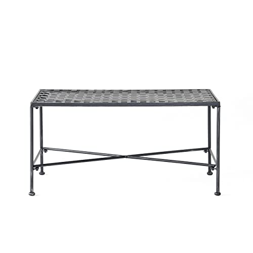 Christopher Knight Home Petra Iron Coffee Table, Black Brush Silver