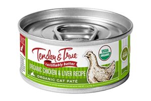 tender & true organic chicken & liver recipe canned cat food, 5.5 oz, case of 24