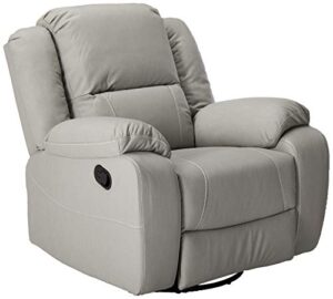 great deal furniture teresa classic tufted leather swivel recliner, light grey
