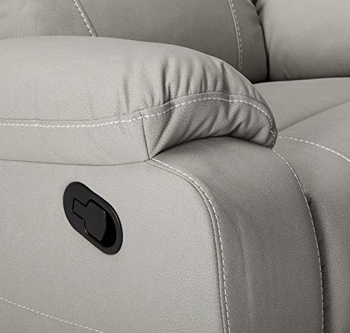Great Deal Furniture Teresa Classic Tufted Leather Swivel Recliner, Light Grey