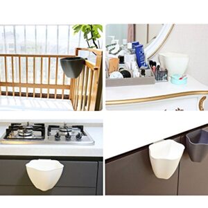 NEED&NEED Kitchen Sink Garbage Basket Multi-Functional Hanging Trash Can Scraps Containers Organizer Countertop Basket Ivory & Black (Pack of 2)