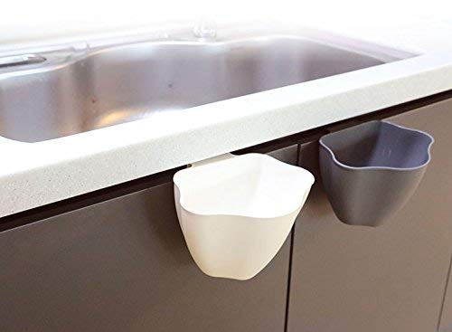 NEED&NEED Kitchen Sink Garbage Basket Multi-Functional Hanging Trash Can Scraps Containers Organizer Countertop Basket Ivory & Black (Pack of 2)