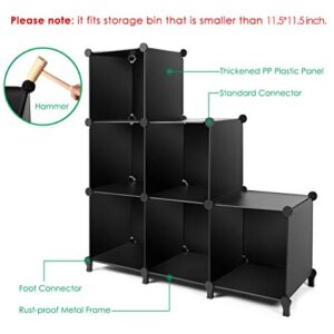 TomCare Cube Storage 6-Cube Closet Organizer Storage Shelves Cubes Organizer DIY Plastic Closet Cabinet Modular Book Shelf Organizing Storage Shelving for Bedroom Living Room Office, Black