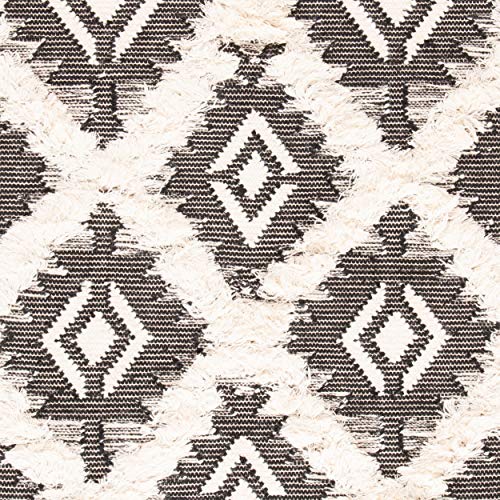 SAFAVIEH Kenya Collection Runner Rug - 2'3" x 8', Black & Ivory, Hand-Knotted Moroccan Tribal Tassel Wool, Ideal for High Traffic Areas in Living Room, Bedroom (KNY910H)
