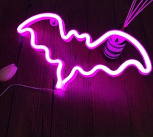 neon light,led bat sign shaped decor light,wall decor for christmas,birthday party,kids room, living room, wedding party decor(pink)