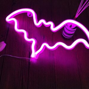 Neon Light,LED Bat Sign Shaped Decor Light,Wall Decor for Christmas,Birthday party,Kids Room, Living Room, Wedding Party Decor(Pink)