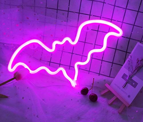 Neon Light,LED Bat Sign Shaped Decor Light,Wall Decor for Christmas,Birthday party,Kids Room, Living Room, Wedding Party Decor(Pink)