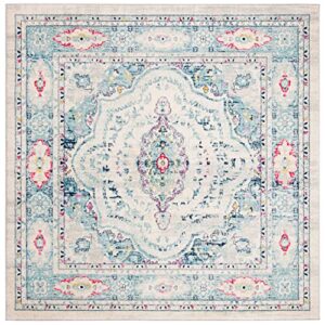 SAFAVIEH Madison Collection Area Rug - 8' x 10', Light Grey & Blue, Oriental Boho Chic Distressed Design, Non-Shedding & Easy Care, Ideal for High Traffic Areas in Living Room, Bedroom (MAD926F)