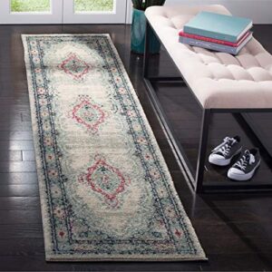 SAFAVIEH Madison Collection Area Rug - 8' x 10', Light Grey & Blue, Oriental Boho Chic Distressed Design, Non-Shedding & Easy Care, Ideal for High Traffic Areas in Living Room, Bedroom (MAD926F)