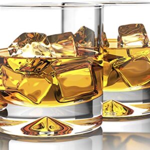 Mofado Weighted Crystal Whiskey Glasses - 12oz (Set of 2) - Thick, Stable, Heavy Hand Blown Crystal in a Gift Box - Perfect for Scotch, Bourbon, Manhattans, Old Fashioned Cocktails