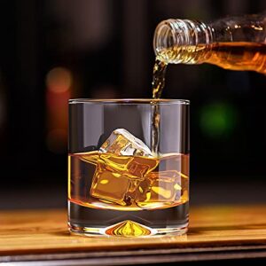 Mofado Weighted Crystal Whiskey Glasses - 12oz (Set of 2) - Thick, Stable, Heavy Hand Blown Crystal in a Gift Box - Perfect for Scotch, Bourbon, Manhattans, Old Fashioned Cocktails