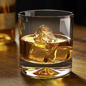 Mofado Weighted Crystal Whiskey Glasses - 12oz (Set of 2) - Thick, Stable, Heavy Hand Blown Crystal in a Gift Box - Perfect for Scotch, Bourbon, Manhattans, Old Fashioned Cocktails