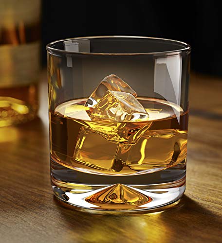 Mofado Weighted Crystal Whiskey Glasses - 12oz (Set of 2) - Thick, Stable, Heavy Hand Blown Crystal in a Gift Box - Perfect for Scotch, Bourbon, Manhattans, Old Fashioned Cocktails