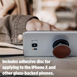 PopSockets: Collapsible Grip & Stand for Phones and Tablets - Brown Vegan Leather