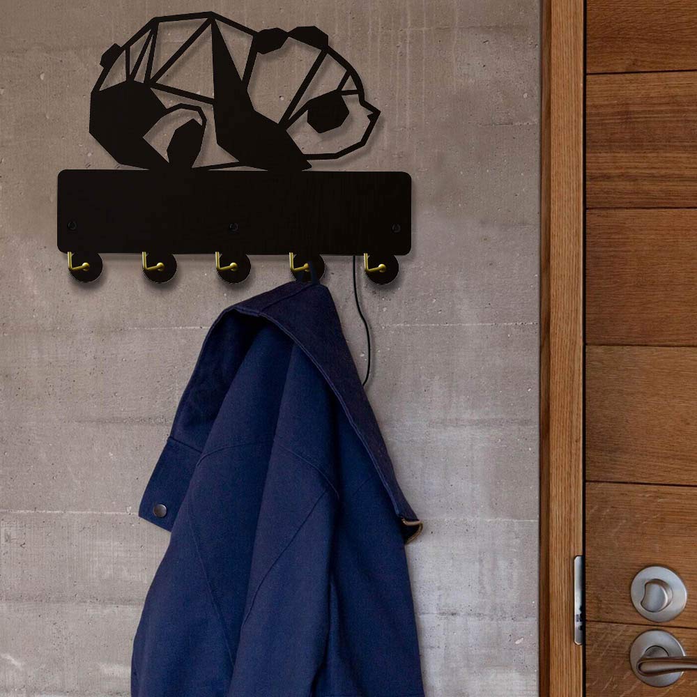 The Geeky Days Cute Chubby Geometric Panda Shape Design Wall Hooks Coat Hanger with LED Backlight Personalised Kid Room Bathroom Decor Hanger Clother Hats Robe Hooks Keys Holder