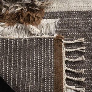 SAFAVIEH Kenya Collection Accent Rug - 3' x 5', Grey & Brown, Hand-Knotted Tribal Tassel Wool, Ideal for High Traffic Areas in Entryway, Living Room, Bedroom (KNY225A)