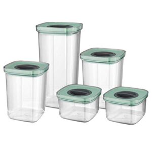 berghoff leo 5pc pp smart seal food containers set square green leakproof airtight twist-lock system