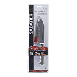 Sabatier Forged Stainless Steel Santoku Knife with Edgekeeper Self-Sharpening Blade Cover, Razor-Sharp Kitchen Knife to Cut Fruit, Vegetables and more, High-Carbon Stainless Steel, 5-Inch