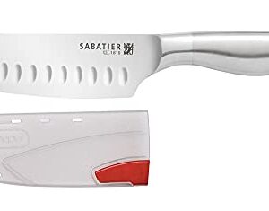 Sabatier Forged Stainless Steel Santoku Knife with Edgekeeper Self-Sharpening Blade Cover, Razor-Sharp Kitchen Knife to Cut Fruit, Vegetables and more, High-Carbon Stainless Steel, 5-Inch