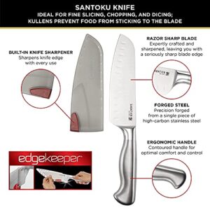 Sabatier Forged Stainless Steel Santoku Knife with Edgekeeper Self-Sharpening Blade Cover, Razor-Sharp Kitchen Knife to Cut Fruit, Vegetables and more, High-Carbon Stainless Steel, 5-Inch