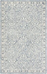 safavieh micro-loop collection accent rug - 2'6" x 4', blue & ivory, handmade french country wool, ideal for high traffic areas in entryway, living room, bedroom (mlp510m)
