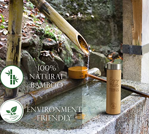 Ariond 17oz Bamboo Tea Tumbler with Infuser & Strainer | Tea Gift Set For Tea Lovers Women, Tea Infuser Insulated Bottle & Loose Tea Thermos | Tea Travel infuser & Tea Infusing Travel Bottle