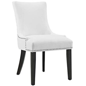 hawthorne collections 20.5" modern faux leather dining side chair in white