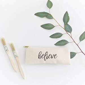 The Cotton & Canvas Co. Believe Small Cosmetic Case and Travel Pouch for Office and On the Go