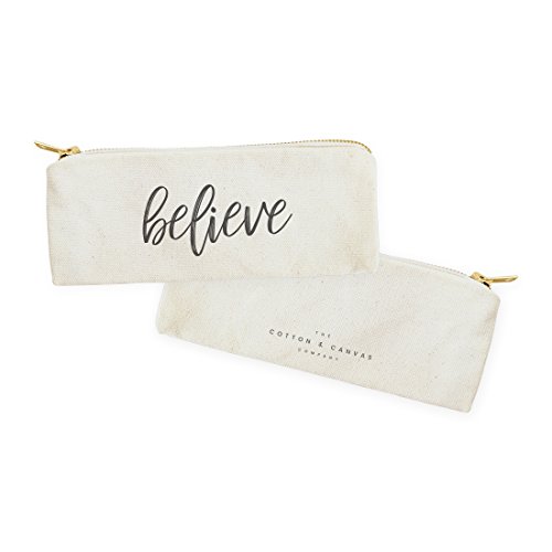 The Cotton & Canvas Co. Believe Small Cosmetic Case and Travel Pouch for Office and On the Go