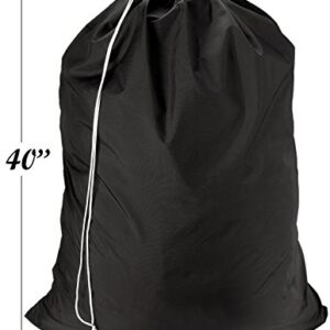 Nylon Laundry Bag - Locking Drawstring Closure and Machine Washable. These Large Bags Will Fit a Laundry Basket or Hamper and Strong Enough to Carry up to Three Loads of Clothes. (Black | 2-Pack)
