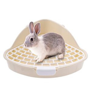 triangle potty trainer corner litter bedding box pet pan for small animal/rabbit/guinea pig/galesaur/hamster/ferret(white)（9.64"x6.89"x4"）