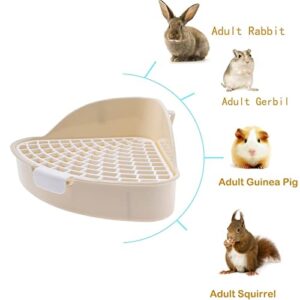 Triangle Potty Trainer Corner Litter Bedding Box Pet Pan for Small Animal/Rabbit/Guinea Pig/galesaur/Hamster/Ferret(White)（9.64"x6.89"x4"）