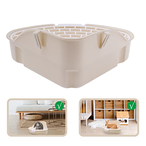 Triangle Potty Trainer Corner Litter Bedding Box Pet Pan for Small Animal/Rabbit/Guinea Pig/galesaur/Hamster/Ferret(White)（9.64"x6.89"x4"）