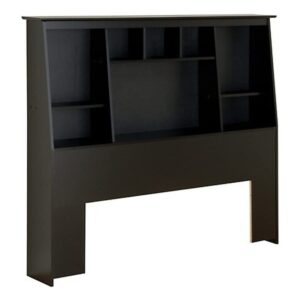 atlin designs slant back full queen size wood bookcase bed headboard and cabinet storage in espresso