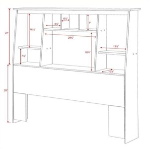 Atlin Designs Slant Back Full Queen Size Wood Bookcase Bed Headboard and Cabinet Storage in Espresso