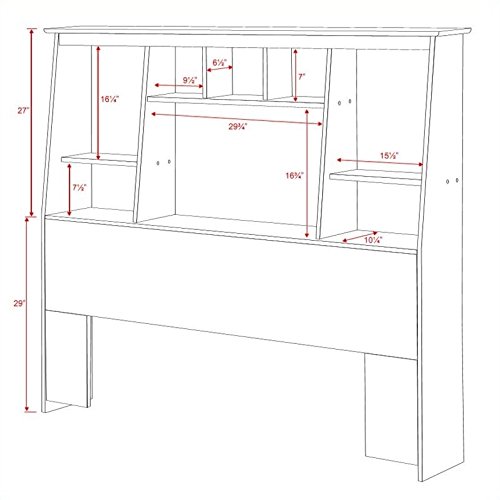 Atlin Designs Slant Back Full Queen Size Wood Bookcase Bed Headboard and Cabinet Storage in Espresso