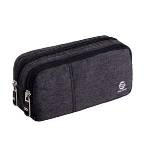 pencil case large capacity pencil bag pouch with durable double zipper by only warm for school office heather grey