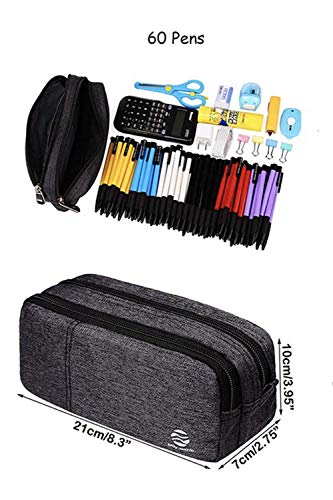 Pencil Case Large Capacity Pencil Bag Pouch with Durable Double Zipper by Only Warm for School office Heather Grey