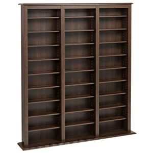 atlin designs modern wood 64" triple media storage rack in espresso