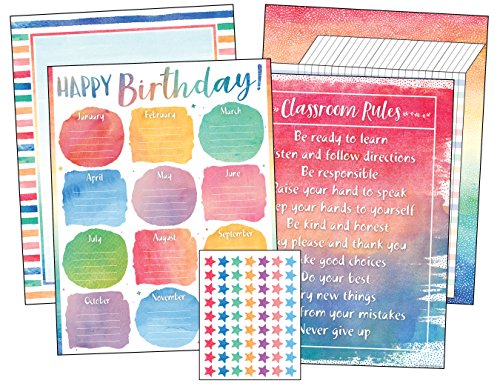 Teacher Created Resources Watercolor Classroom Essentials Chart Pack (6882)