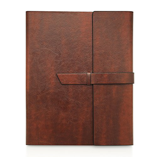 GALLAWAY LEATHER Padfolio Portfolio Folder – Slim Portfolio Folio Organizer Holder for Letter Legal A4 Note Pads Notebooks for Men Women Refillable Business Leather Portfolio Binder, Dark Chocolate