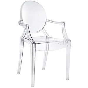 hawthorne collections modern acrylic design dining arm chair in clear (fully assembled)