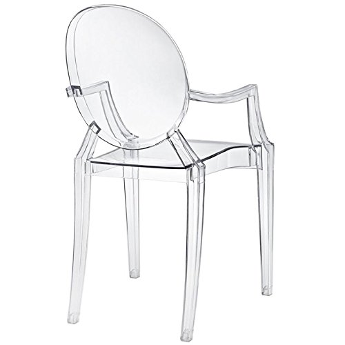 Hawthorne Collections Modern Acrylic Design Dining Arm Chair in Clear (Fully Assembled)