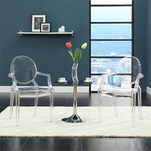 Hawthorne Collections Modern Acrylic Design Dining Arm Chair in Clear (Fully Assembled)