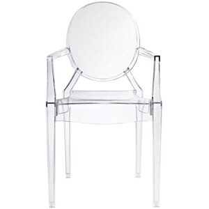 Hawthorne Collections Modern Acrylic Design Dining Arm Chair in Clear (Fully Assembled)